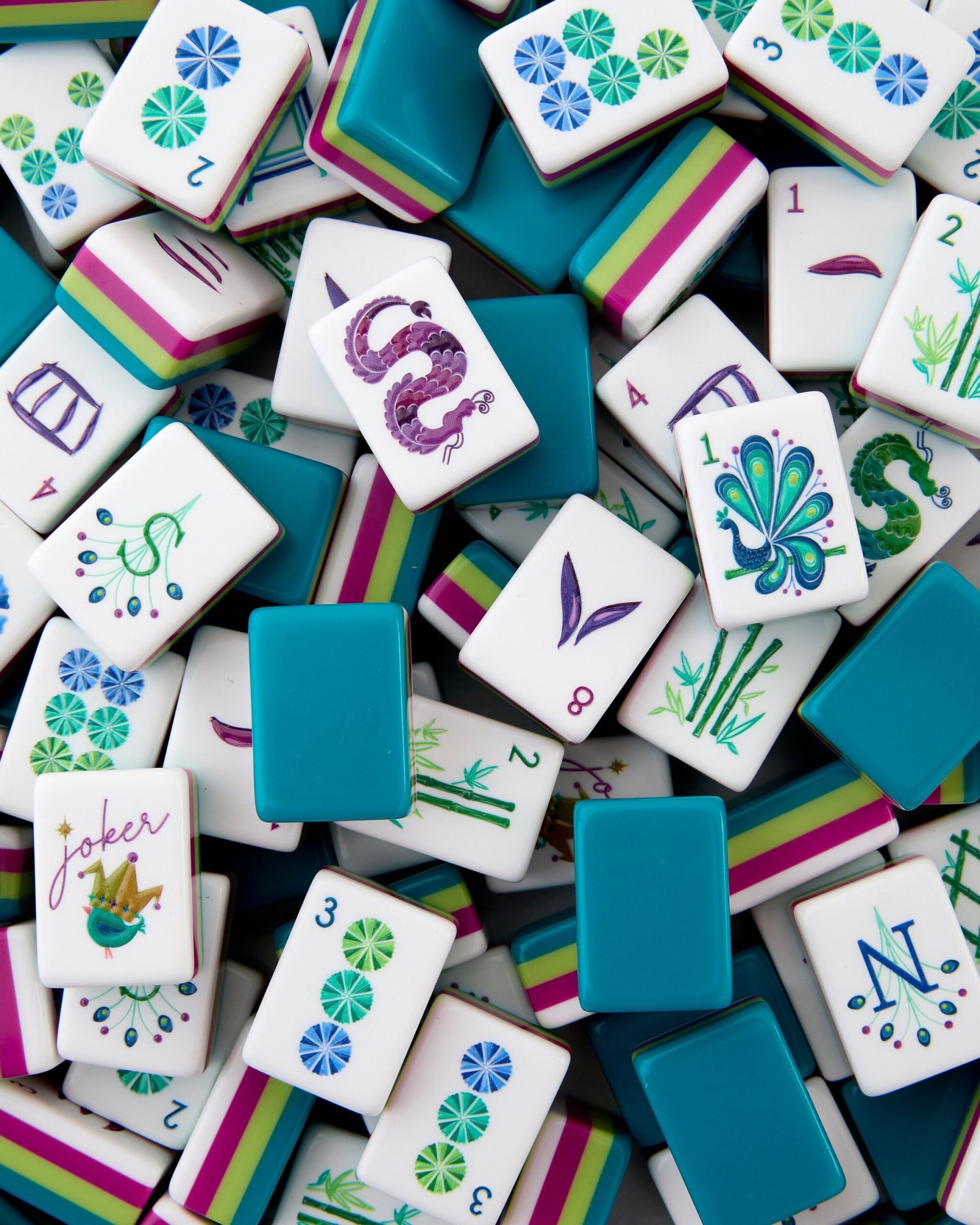 Teal Citron & Magenta Water American Mahjong Set - 160 Acrylic Tiles, Mat, Storage Bag & Accessories 5 Teal Citron & Magenta Water American Mahjong Set - 160 Acrylic Tiles, Mat, Storage Bag & Accessories - Image 5