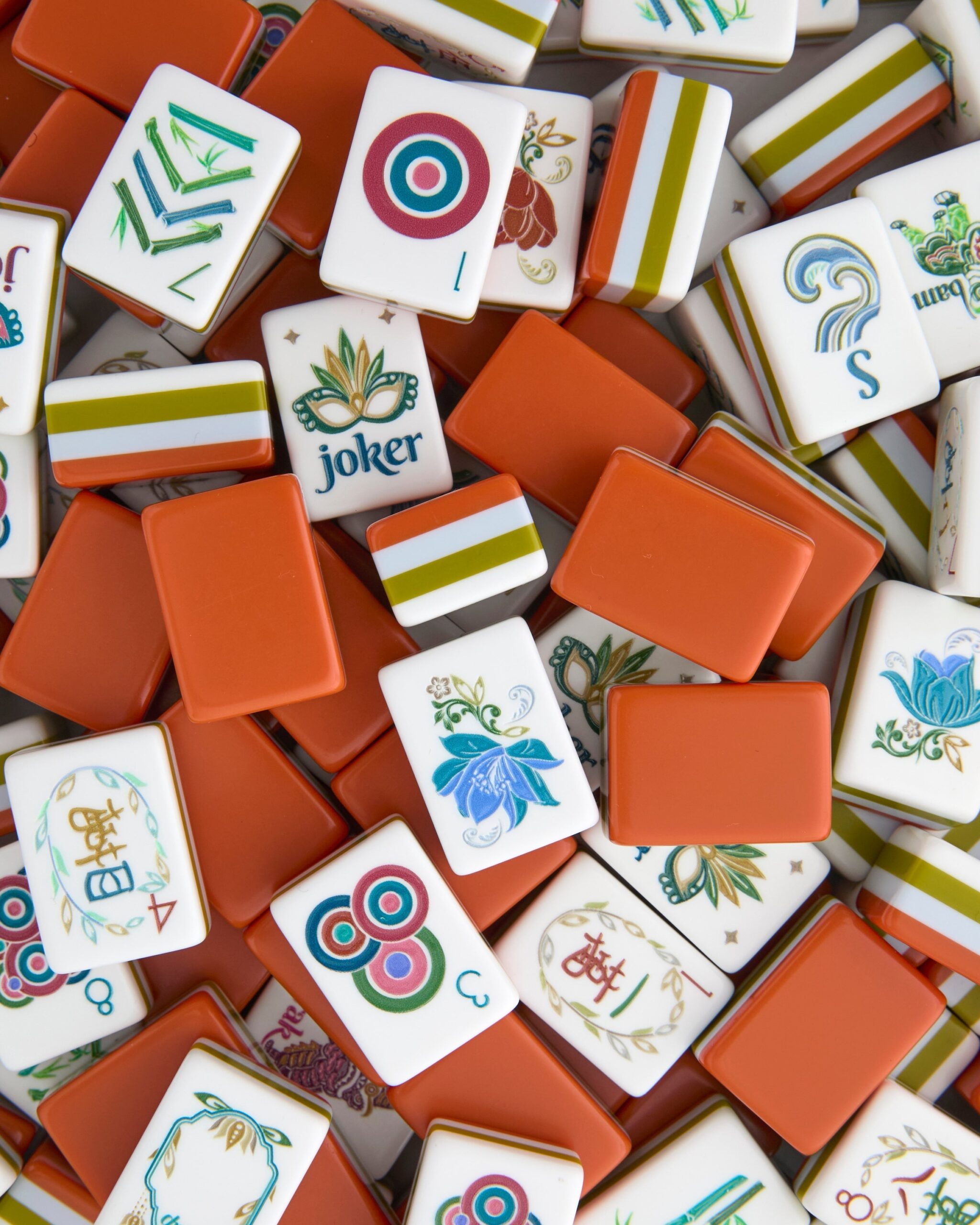 Rust Olive & Teal Earth Tone American Mahjong Set - 160 Acrylic Tiles, Mat, Storage Bag & Accessories 5 Rust Olive & Teal Earth Tone American Mahjong Set - 160 Acrylic Tiles, Mat, Storage Bag & Accessories - Image 5