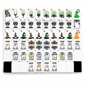 Halloween Holiday Game Night American Mahjong Set - 160 Acrylic Tiles, Mat, Storage Bag & Accessories