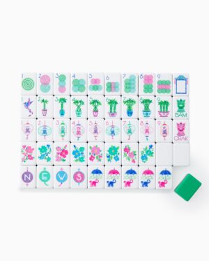 Garden Floral American Mahjong Set - 160 Acrylic Tiles, Mat, Storage Bag & Accessories