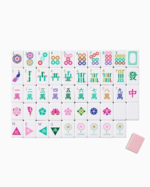 Festive Floral American Mahjong Set - 160 Acrylic Tiles, Mat, Storage Bag & Accessories