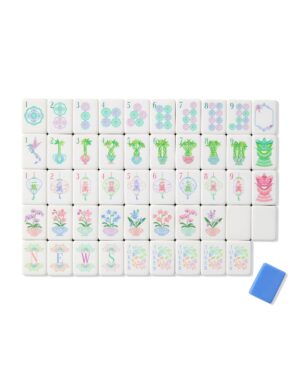 Moonlit Pastel Floral American Mahjong Set - 160 Acrylic Tiles, Mat, Storage Bag & Accessories