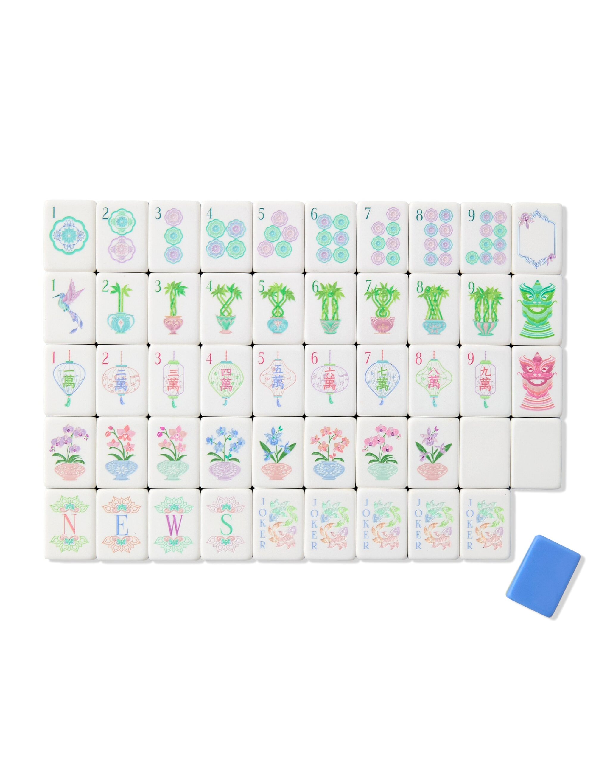 Moonlit Pastel Floral American Mahjong Set - 160 Acrylic Tiles, Mat, Storage Bag & Accessories 1 Moonlit Pastel Floral American Mahjong Set - 160 Acrylic Tiles, Mat, Storage Bag & Accessories