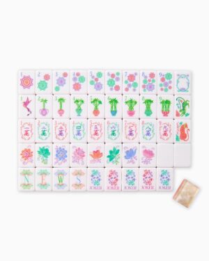 Pearlescent Pastel Floral American Mahjong Set - 160 Acrylic Tiles, Mat, Storage Bag & Accessories