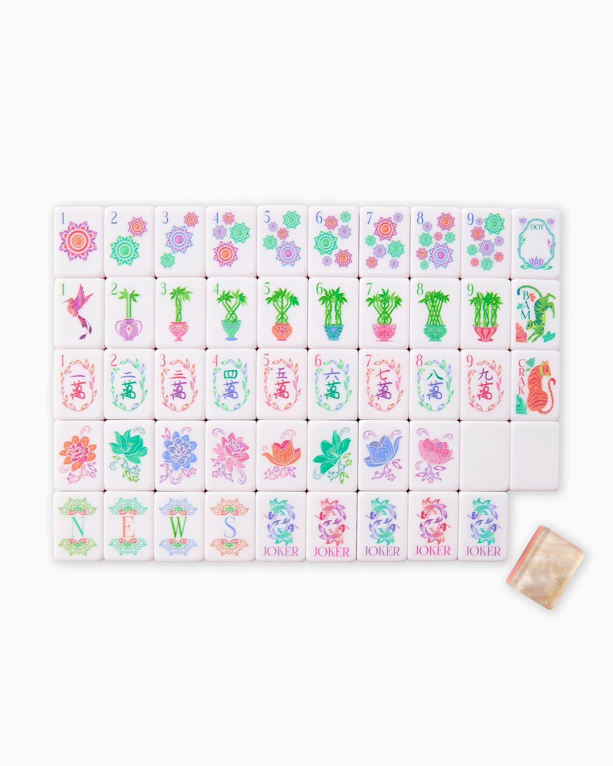 Pearlescent Pastel Floral American Mahjong Set - 160 Acrylic Tiles, Mat, Storage Bag & Accessories 1 Pearlescent Pastel Floral American Mahjong Set - 160 Acrylic Tiles, Mat, Storage Bag & Accessories