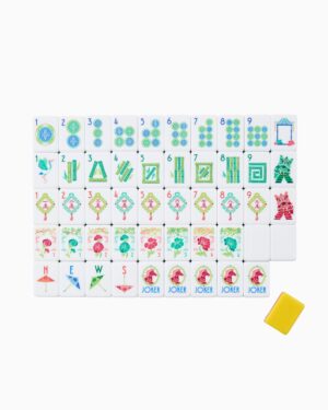 Bright Multicolor Floral American Mahjong Set - 160 Acrylic Tiles, Mat, Storage Bag & Accessories