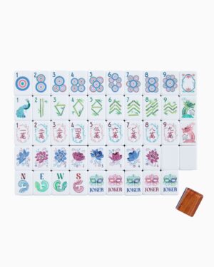 Woodgrain Botanical American Mahjong Set - 160 Acrylic Tiles, Mat, Storage Bag & Accessories