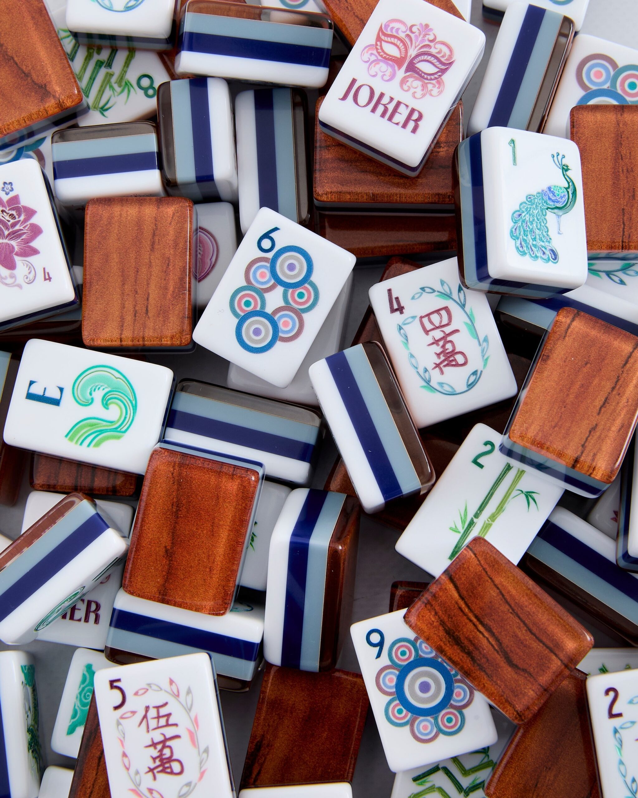 Woodgrain Botanical American Mahjong Set - 160 Acrylic Tiles, Mat, Storage Bag & Accessories 6 Woodgrain Botanical American Mahjong Set - 160 Acrylic Tiles, Mat, Storage Bag & Accessories - Image 6