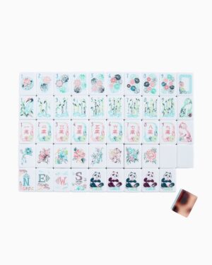 Chinoiserie Floral American Mahjong Set - 160 Acrylic Tiles, Mat, Storage Bag & Accessories