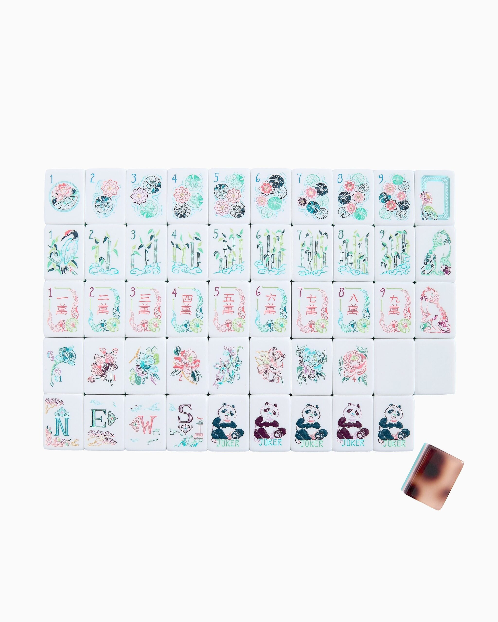 Chinoiserie Floral American Mahjong Set - 160 Acrylic Tiles, Mat, Storage Bag & Accessories 1 Chinoiserie Floral American Mahjong Set - 160 Acrylic Tiles, Mat, Storage Bag & Accessories