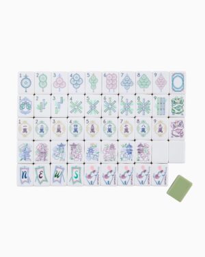 Nature Inspired Pagoda American Mahjong Set - 160 Acrylic Tiles, Mat, Storage Bag & Accessories