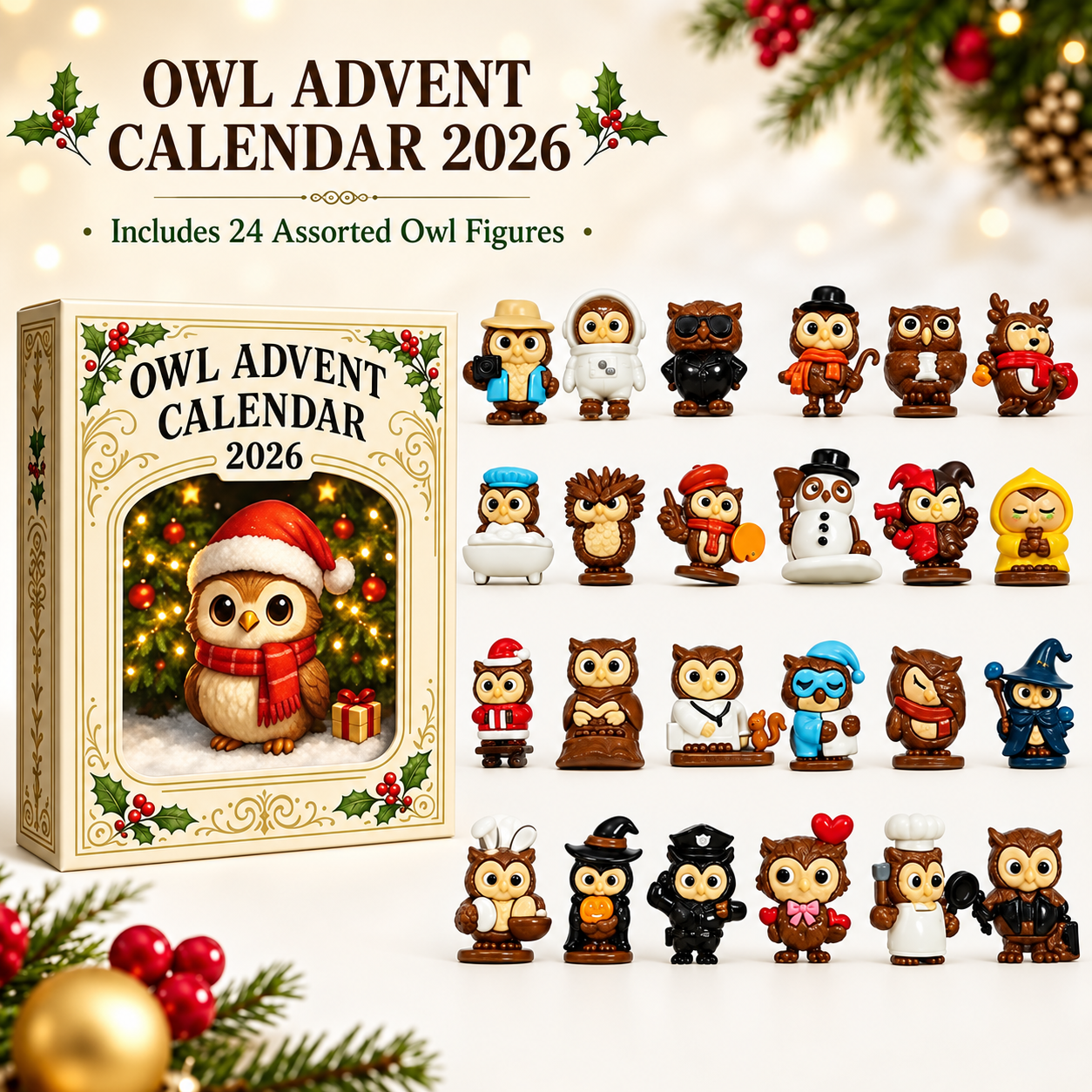24-Day Owl Advent Calendar with Mini Owl Figures – Christmas Countdown Gift 2 24-Day Owl Advent Calendar with Mini Owl Figures – Christmas Countdown Gift