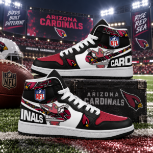 Arizona Cardinals Red Black Football Pride AJ1 High Top Shoes for Football Fans