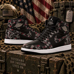 Atlanta Falcons 2026 Salute to Service Black Camo AJ1 High Top Shoes