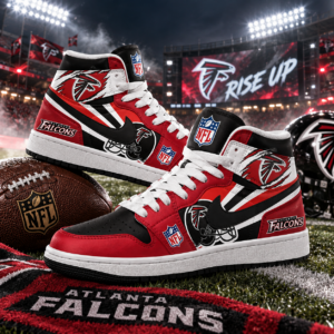Atlanta Falcons Red Black Football Pride AJ1 High Top Shoes for Football Fans