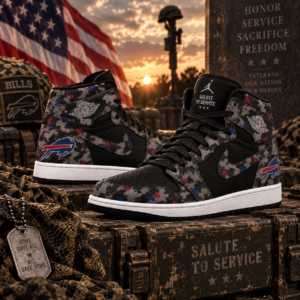 Buffalo Bills 2026 Salute to Service Black Camo AJ1 High Top Shoes