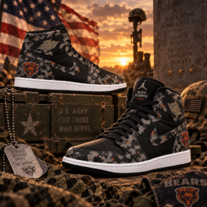 Chicago Bears 2026 Salute to Service Black Camo AJ1 High Top Shoes