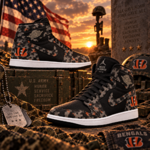 Cincinnati Bengals 2026 Salute to Service Black Camo AJ1 High Top Shoes