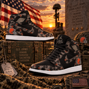 Cleveland Browns 2026 Salute to Service Black Camo AJ1 High Top Shoes
