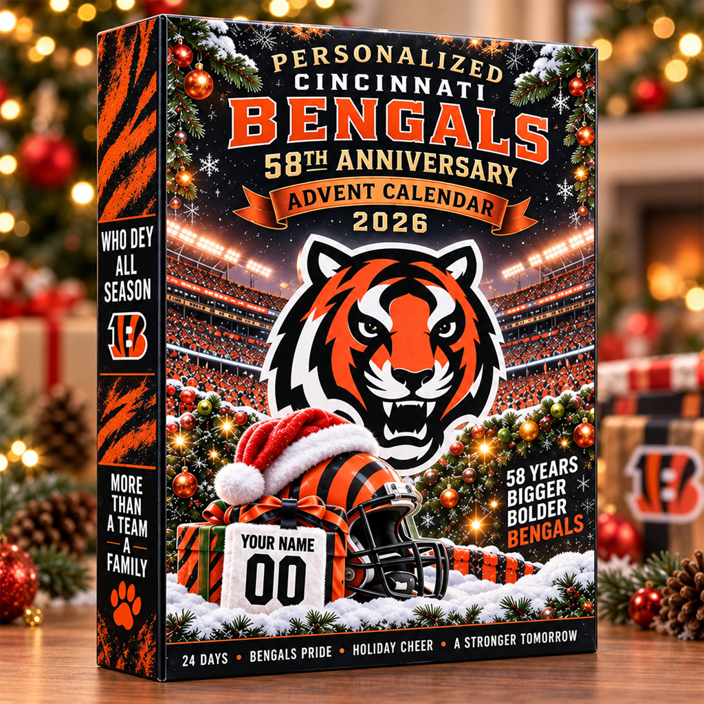 Custom Name And Number Cincinnati Bengals 58th Anniversary 2026 Advent Calendar 2 Custom Name And Number Cincinnati Bengals 58th Anniversary 2026 Advent Calendar