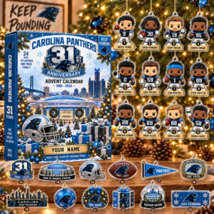 Custom Name Carolina Panthers 31th Anniversary Calendar For Football Fans