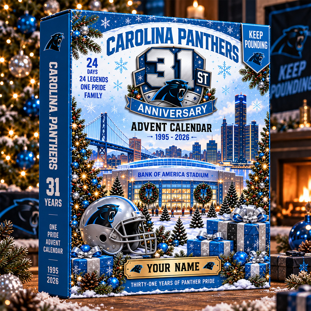 Custom Name Carolina Panthers 31th Anniversary Calendar For Football Fans