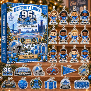 Custom Name Detroit Lions 96th Anniversary Calendar For Football Fans
