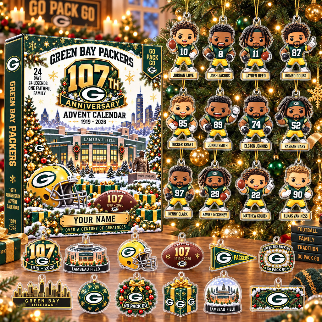 Custom Name Green Bay Packers 107th Anniversary Calendar For Football Fans