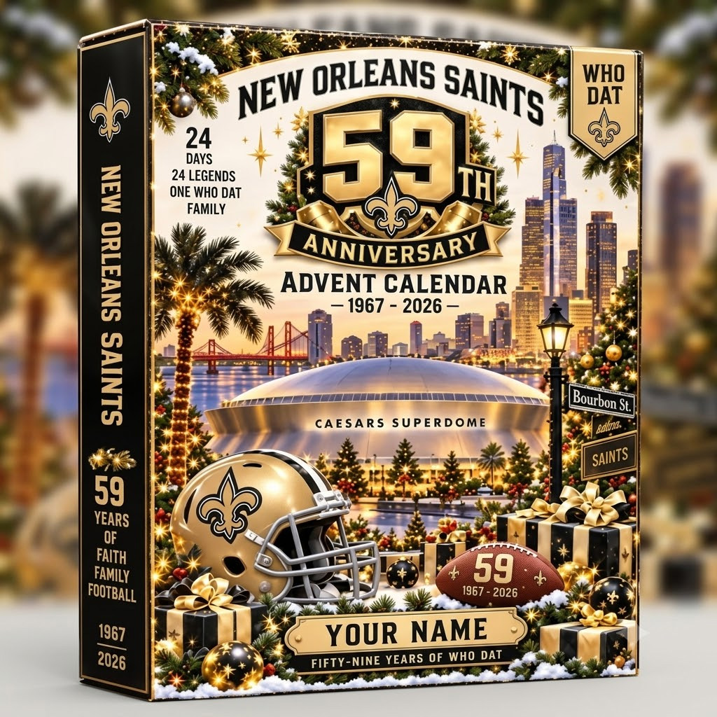 Custom Name New Orleans Saints 59th Anniversary Advent Calendar 2026 For Football Fans 2 Custom Name New Orleans Saints 59th Anniversary Advent Calendar 2026 For Football Fans