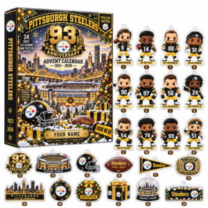 Custom Name Pittsburgh Steelers 93th Anniversary Advent Calendar 2026 For Football Fans
