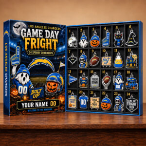 Custom Name and Number Los Angeles Chargers Game Day Fright Advent Calendar 2026 For Halloween