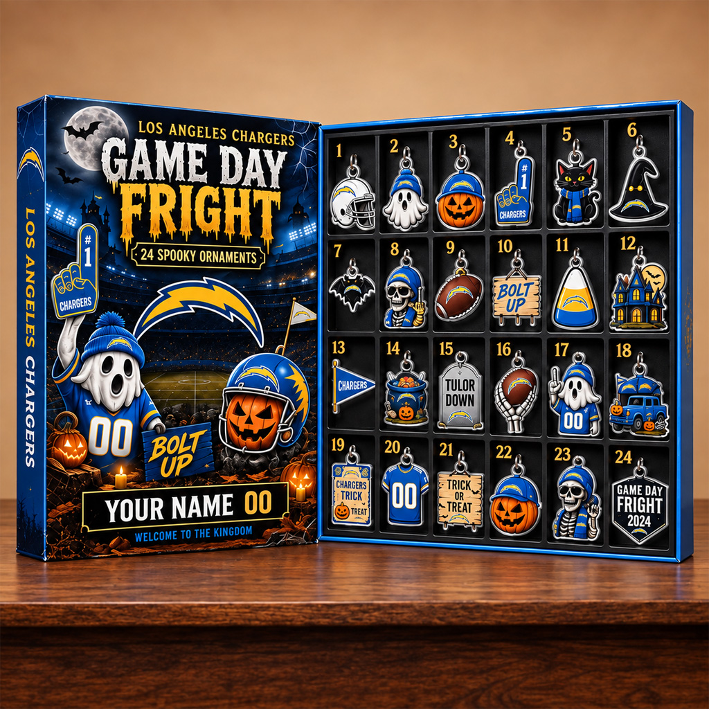 Custom Name and Number Los Angeles Chargers Game Day Fright Advent Calendar 2026 For Halloween 1 Custom Name and Number Los Angeles Chargers Game Day Fright Advent Calendar 2026 For Halloween