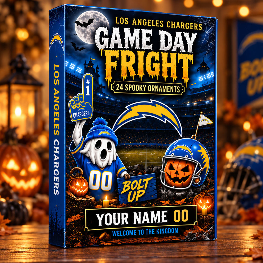 Custom Name and Number Los Angeles Chargers Game Day Fright Advent Calendar 2026 For Halloween 2 Custom Name and Number Los Angeles Chargers Game Day Fright Advent Calendar 2026 For Halloween