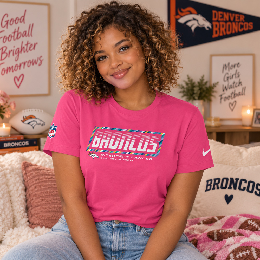 Denver Broncos 2026 Crucial Catch Graphic Pink Shirt for Football Fans 4 Denver Broncos 2026 Crucial Catch Graphic Pink Shirt for Football Fans - Image 4