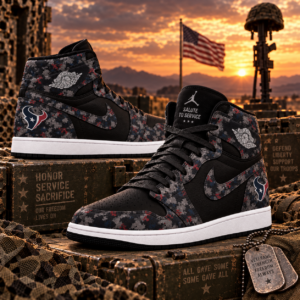 Houston Texans 2026 Salute to Service Black Camo AJ1 High Top Shoes