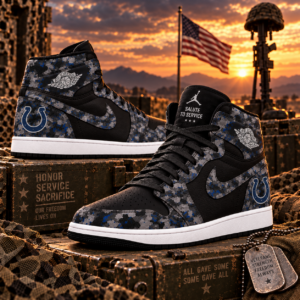 Indianapolis Colts 2026 Salute to Service Black Camo AJ1 High Top Shoes