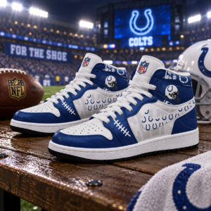 Indianapolis Colts Navy White Football Pride AJ1 High Top Shoes for Football Fans