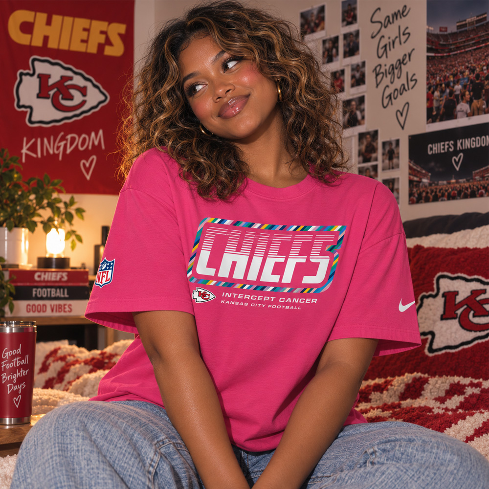 Kansas City Chiefs 2026 Crucial Catch Graphic Pink Shirt for Football Fans 5 Kansas City Chiefs 2026 Crucial Catch Graphic Pink Shirt for Football Fans - Image 5