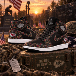 Kansas City Chiefs 2026 Salute to Service Black Camo AJ1 High Top Shoes
