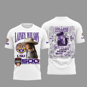 Lainey Wilson x LSU Tigers 500th Show On The Road Graphic Shirt for Country Music and College Sports Fans