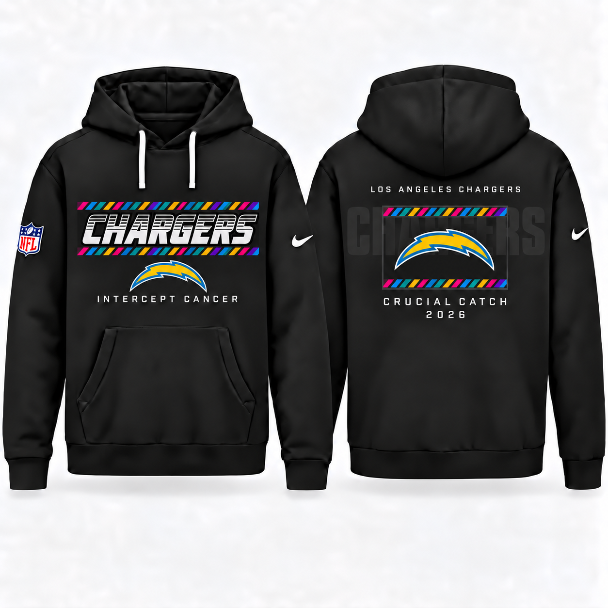 Los Angeles Chargers 2026 Crucial Catch Graphic Hoodie Version 3 for Football Fans 1 Los Angeles Chargers 2026 Crucial Catch Graphic Hoodie Version 3 for Football Fans