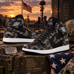 Los Angeles Chargers 2026 Salute to Service Black Camo AJ1 High Top Shoes