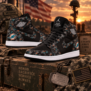 Miami Dolphins 2026 Salute to Service Black Camo AJ1 High Top Shoes