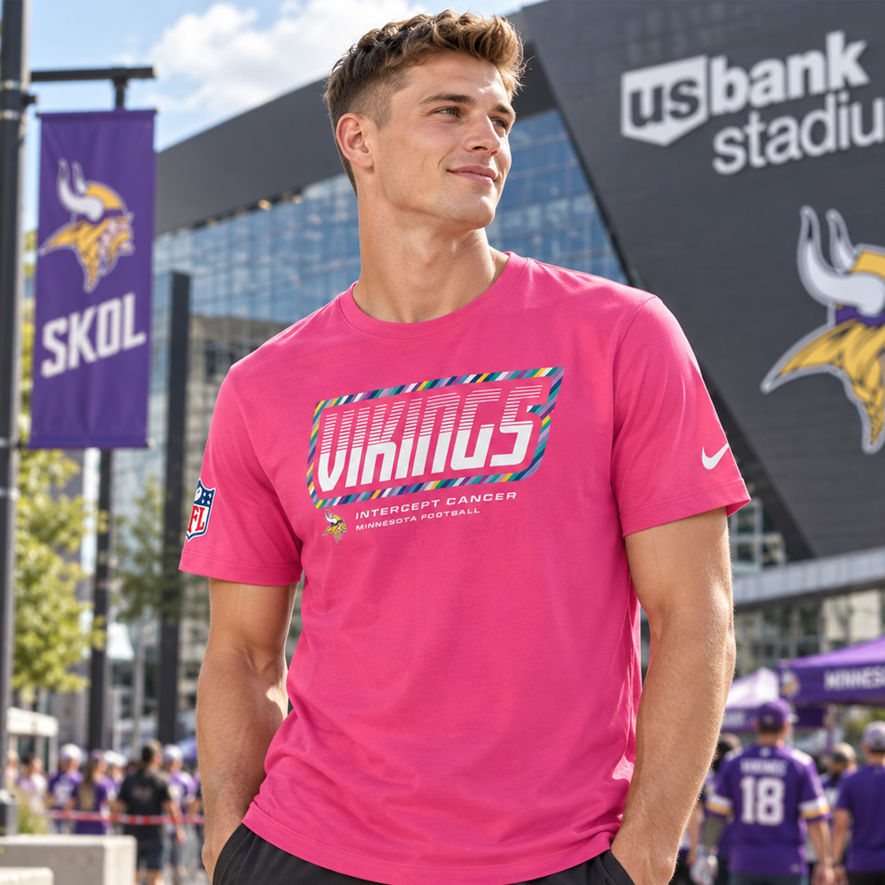Minnesota Vikings 2026 Crucial Catch Graphic Pink Shirt for Football Fans 4 Minnesota Vikings 2026 Crucial Catch Graphic Pink Shirt for Football Fans - Image 4