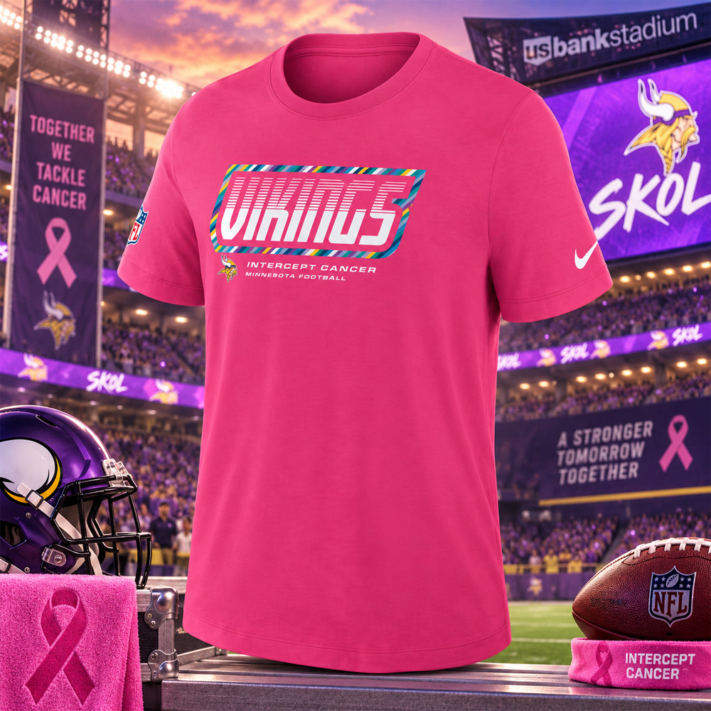 Minnesota Vikings 2026 Crucial Catch Graphic Pink Shirt for Football Fans 3 Minnesota Vikings 2026 Crucial Catch Graphic Pink Shirt for Football Fans - Image 3
