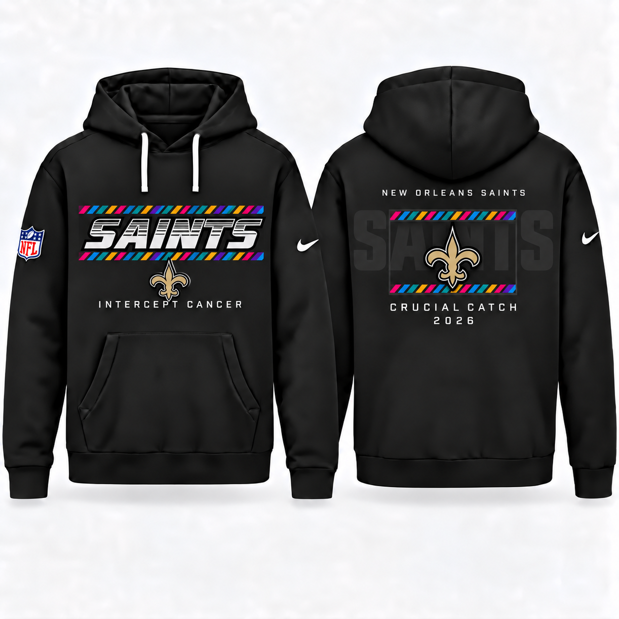 New Orleans Saints 2026 Crucial Catch Graphic Hoodie Version 3 for Football Fans 1 New Orleans Saints 2026 Crucial Catch Graphic Hoodie Version 3 for Football Fans