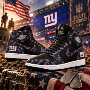 New York Giants 2026 Salute to Service Black Camo AJ1 High Top Shoes
