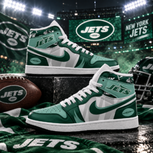 New York Jets Green White Football Pride AJ1 High Top Shoes for Football Fans