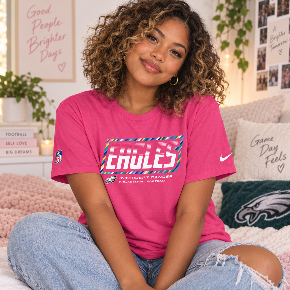 Philadelphia Eagles 2026 Crucial Catch Graphic Pink Shirt for Football Fans 6 Philadelphia Eagles 2026 Crucial Catch Graphic Pink Shirt for Football Fans - Image 6
