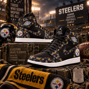 Pittsburgh Steelers 2026 Salute to Service Black Camo AJ1 High Top Shoes